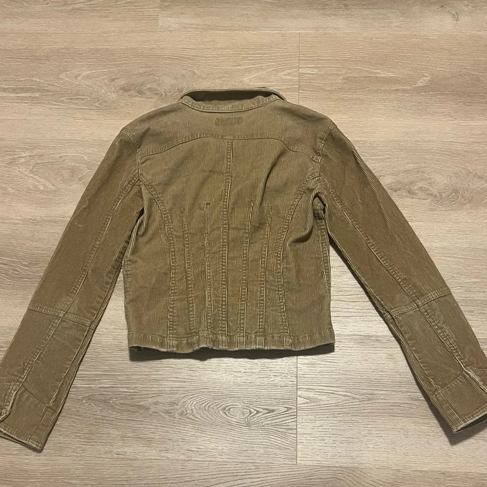 Tulle‎ Anthropologie Vintage Y2K Tan Corduroy Cropped Fitted Jacket Women Sz M